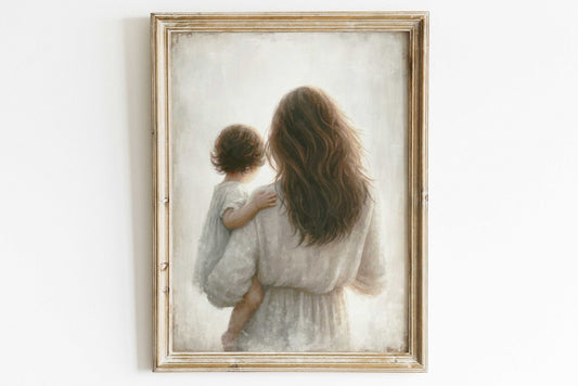 Mother & Daughter Bond Print, Heartwarming Family Decor, Rustic Art - WildfieldPrints
