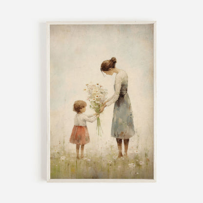 Mother Daughter Bond Wall Art, Floral Decor, Rustic Nursery Accent - WildfieldPrints
