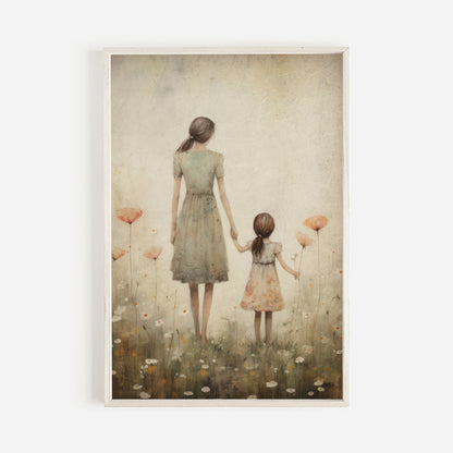 Mother Daughter Bond Wall Art, Floral Decor, Rustic Nursery Accent - WildfieldPrints