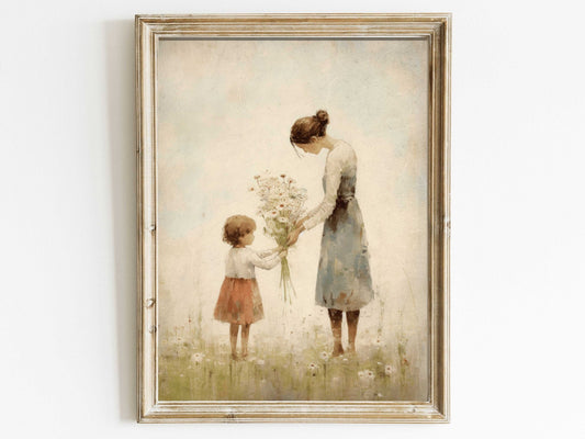 Mother Daughter Bond Wall Art, Floral Decor, Rustic Nursery Accent - WildfieldPrints