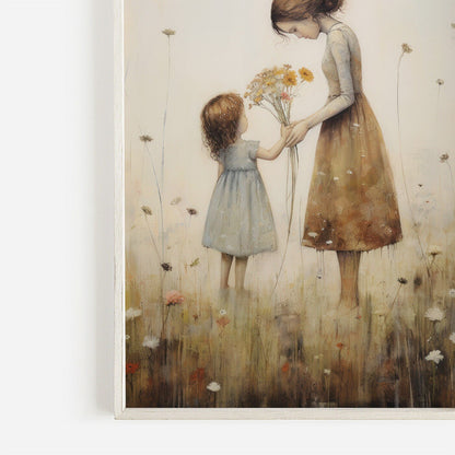 Mother Daughter Bond Wall Art, Floral Decor, Rustic Nursery Accent - WildfieldPrints