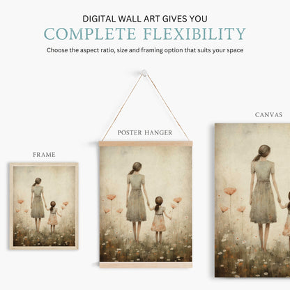 Mother Daughter Bond Wall Art, Floral Decor, Rustic Nursery Accent - WildfieldPrints
