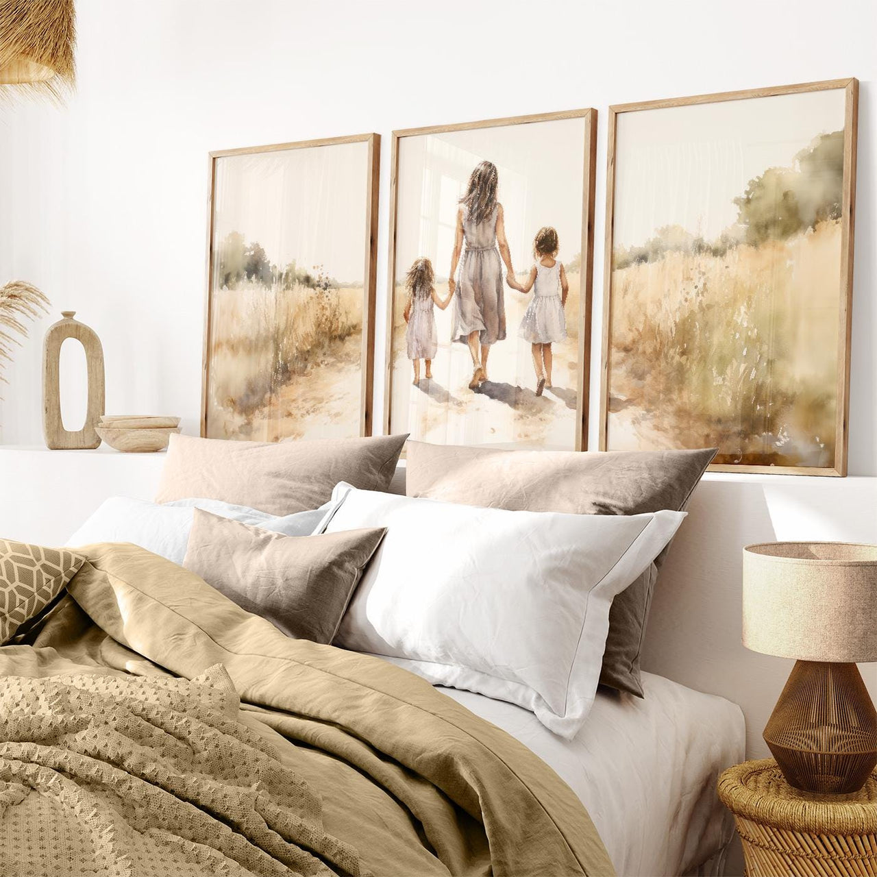 Mother Daughter Portraits Wall Art – Family Nursery Print • Set of 3