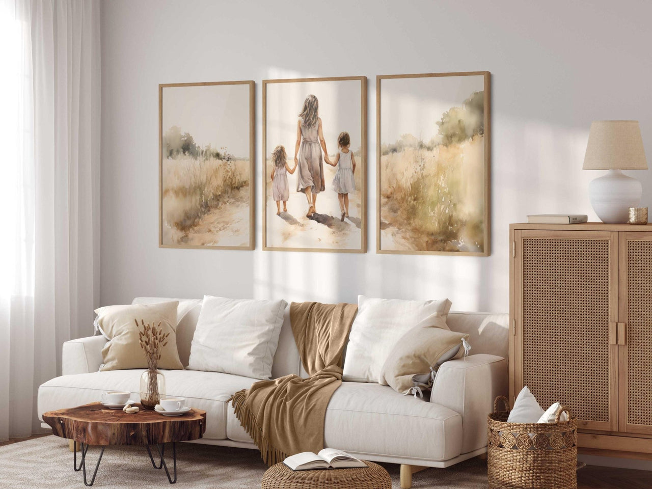 Mother Daughter Portraits Wall Art – Family Nursery Print • Set of 3