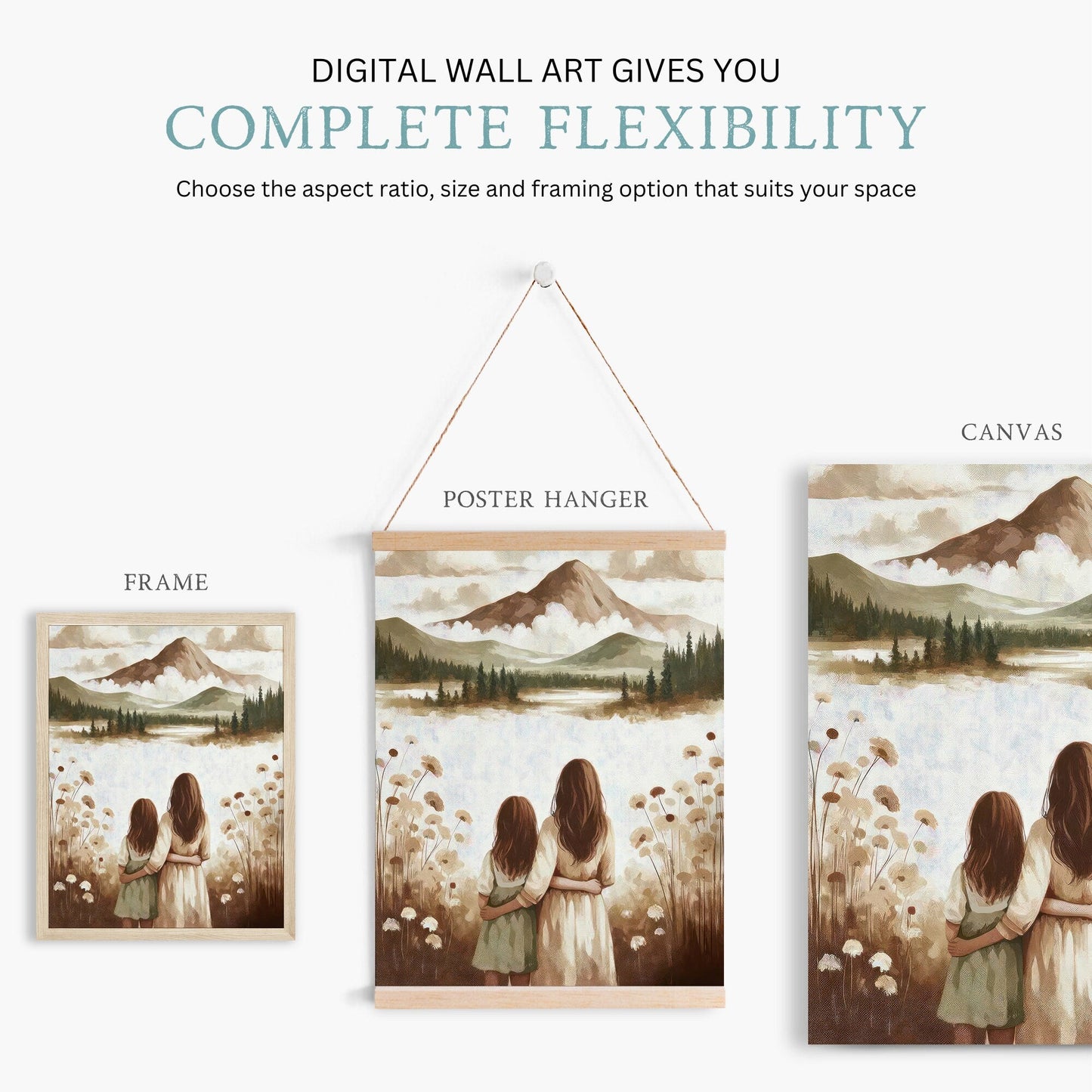 Mother Daughter Prints, Heartwarming Wall Art Gift, Mom & Child - WildfieldPrints