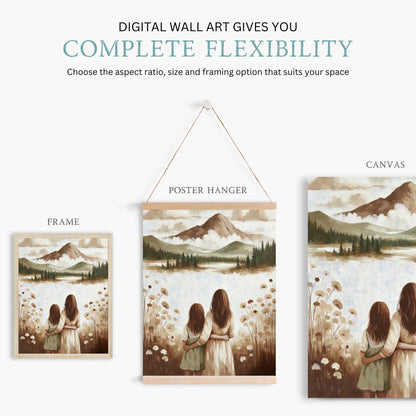 Mother Daughter Prints, Heartwarming Wall Art Gift, Mom & Child - WildfieldPrints
