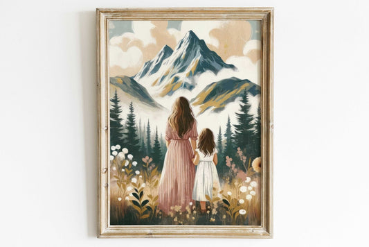 Mother Daughter Wall Art, Adventure Print for Girls, Family Decor - WildfieldPrints