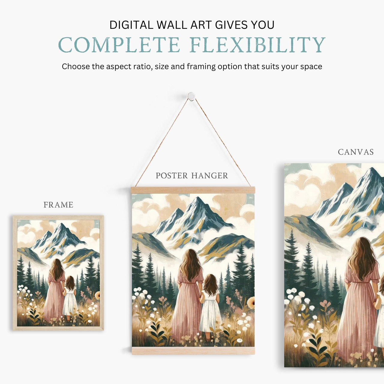 Mother Daughter Adventure Print – Family Girls Room Wall Decor