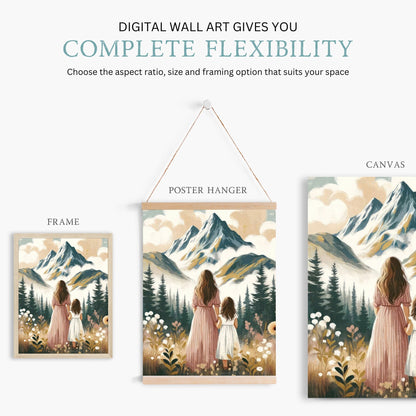 Mother Daughter Wall Art, Adventure Print for Girls, Family Decor - WildfieldPrints