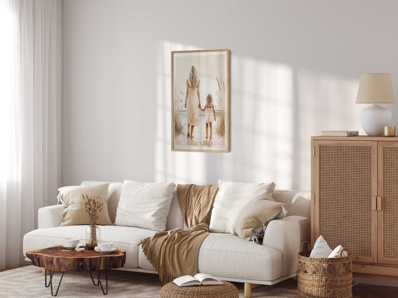 Blonde Mother and Daughter Wall Art – Family Girls Room Print
