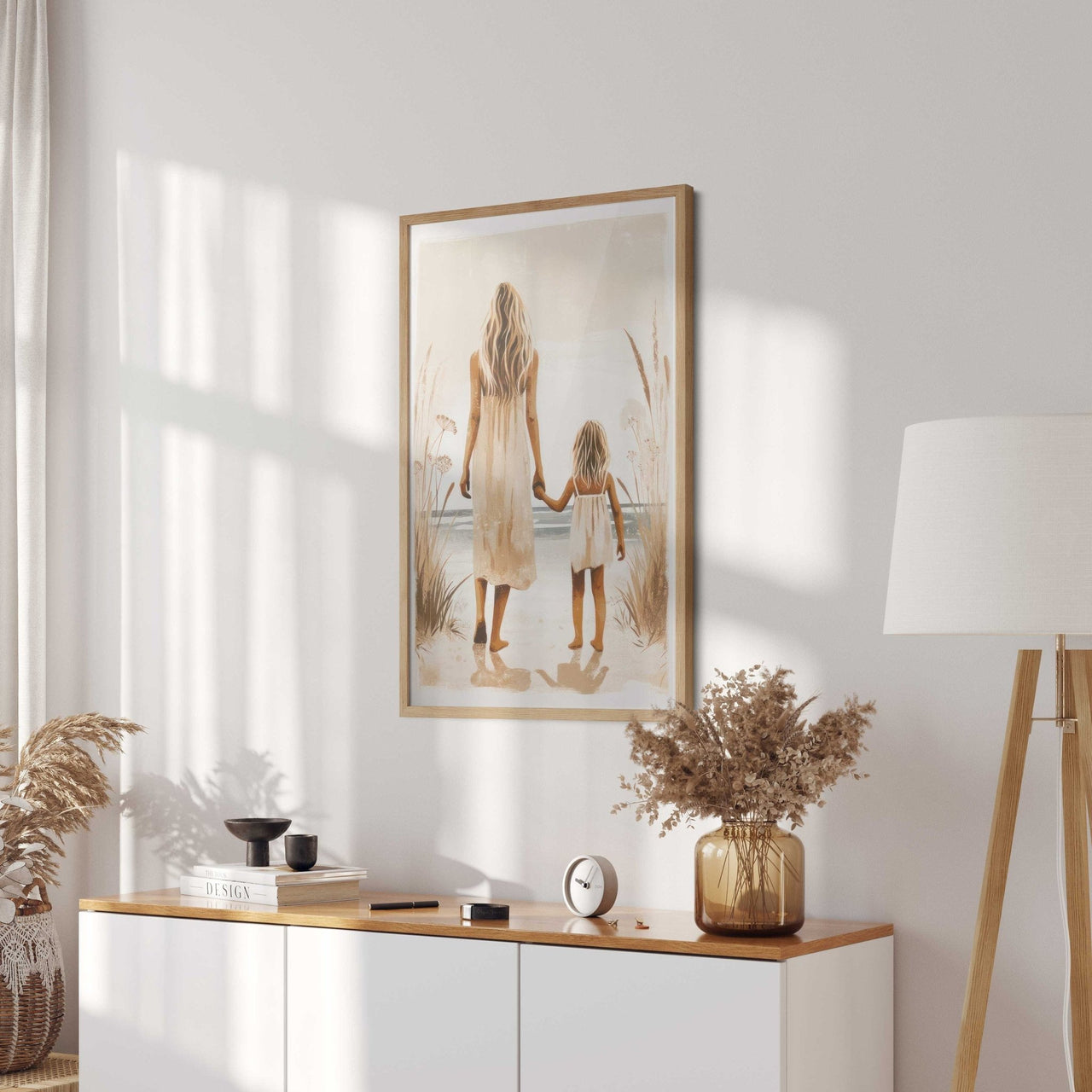 Blonde Mother and Daughter Wall Art – Family Girls Room Print