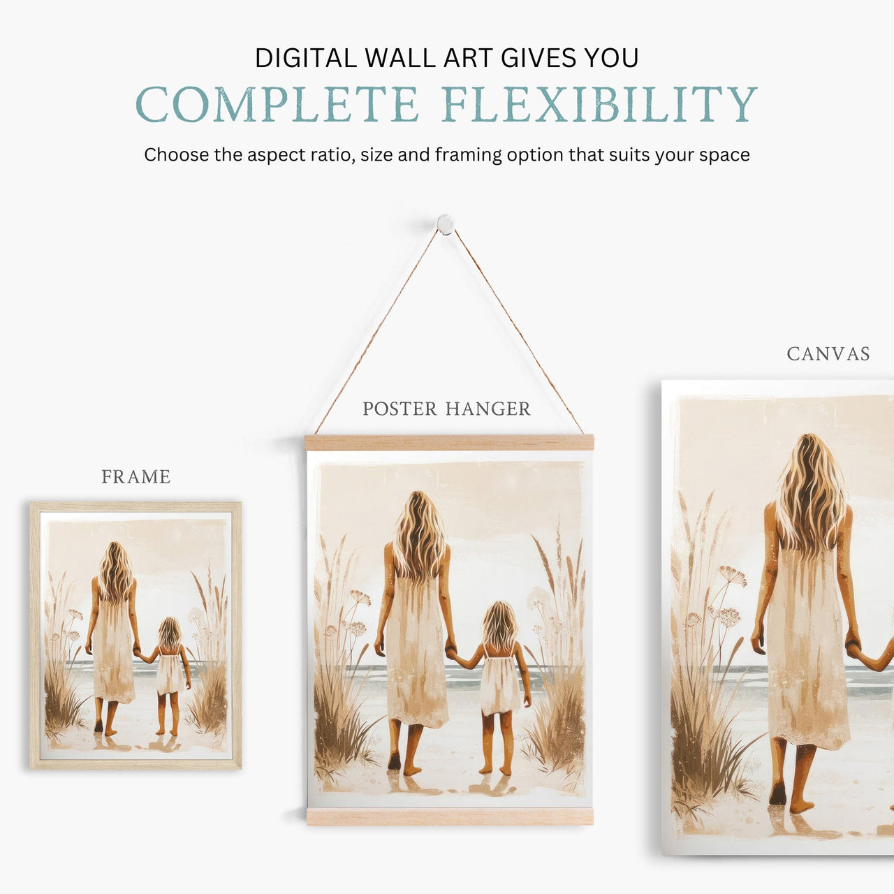 Blonde Mother and Daughter Wall Art – Family Girls Room Print