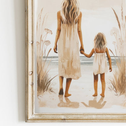 Mother & Daughter Wall Art, Beach Decor for Girls, Rustic Painting - WildfieldPrints