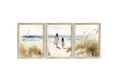 Mother & Daughter Wall Art, Heartfelt Gift for Young Moms, Beach Decor - WildfieldPrints