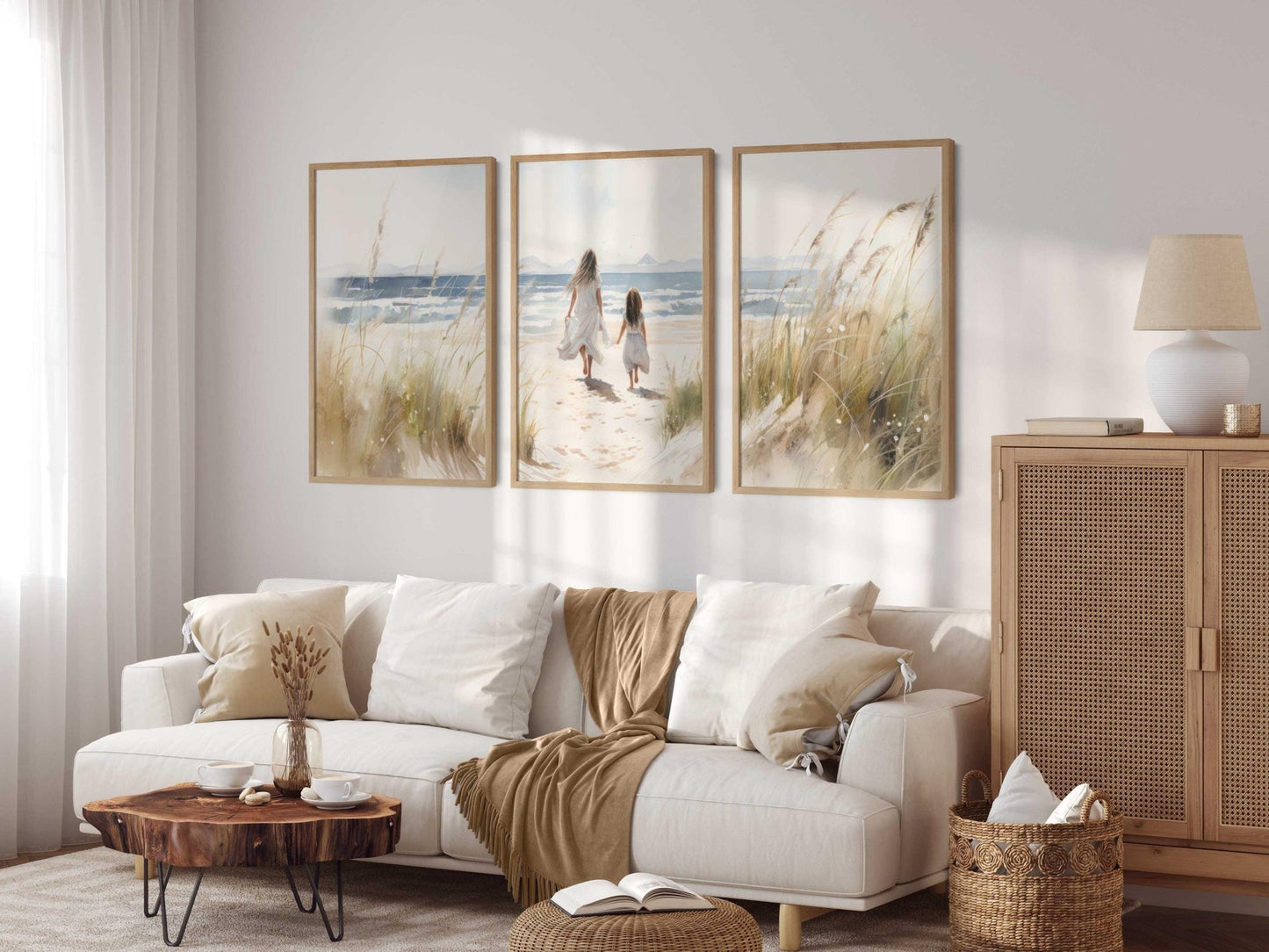 Mother & Daughter Wall Art, Heartfelt Gift for Young Moms, Beach Decor - WildfieldPrints