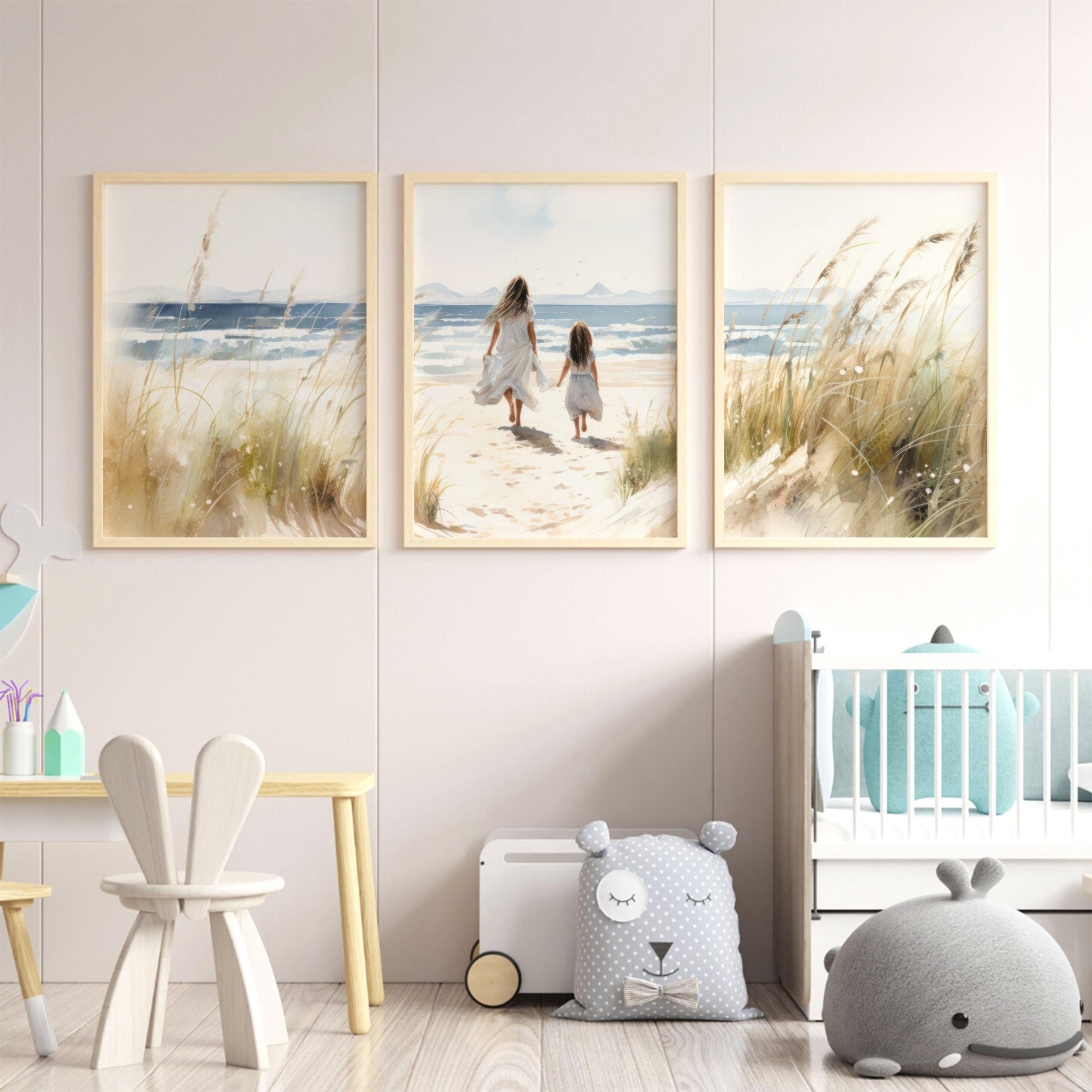 Mother & Daughter Wall Art, Heartfelt Gift for Young Moms, Beach Decor - WildfieldPrints