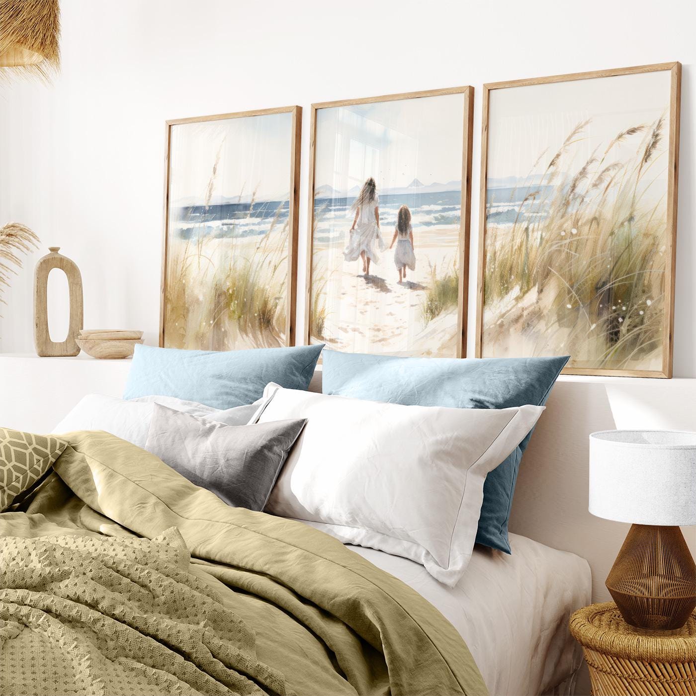 Mother & Daughter Wall Art, Heartfelt Gift for Young Moms, Beach Decor - WildfieldPrints