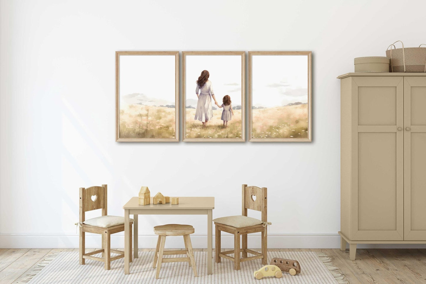 Mother Daughter Wall Art, Mom & Daughter Portraits, Country Nursery Decor - WildfieldPrints