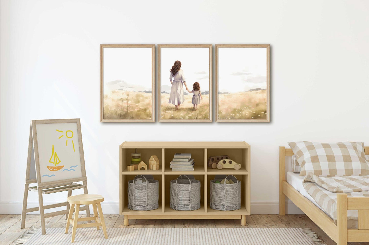 Mother Daughter Wall Art, Mom & Daughter Portraits, Country Nursery Decor - WildfieldPrints
