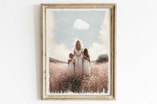 Mother & Daughter Wall Art, Sisters Print, Family Love Decor - WildfieldPrints