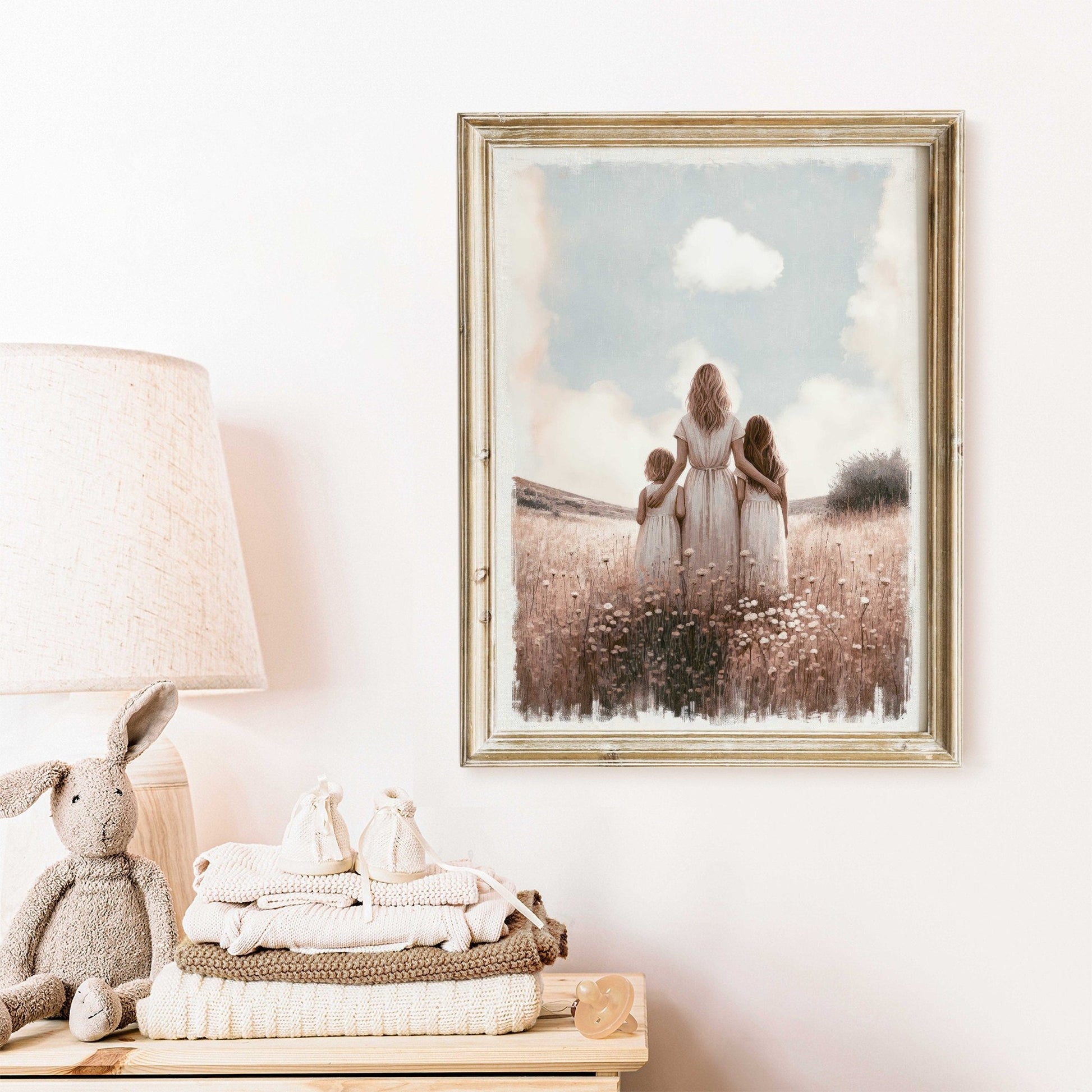 Mother & Daughter Wall Art, Sisters Print, Family Love Decor - WildfieldPrints