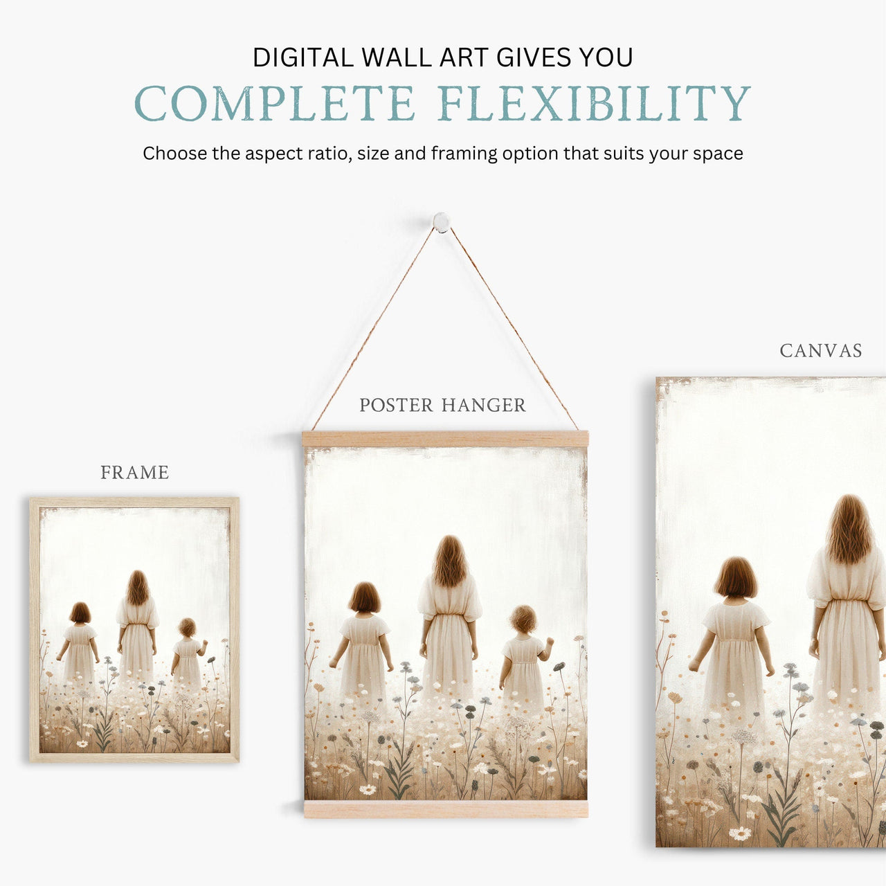 Mother and Daughter Wall Art – Family Girls Room Print