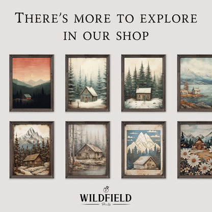 Mountain and Forest Wall Art, Rustic Landscape Decor, Diptych Prints - WildfieldPrints
