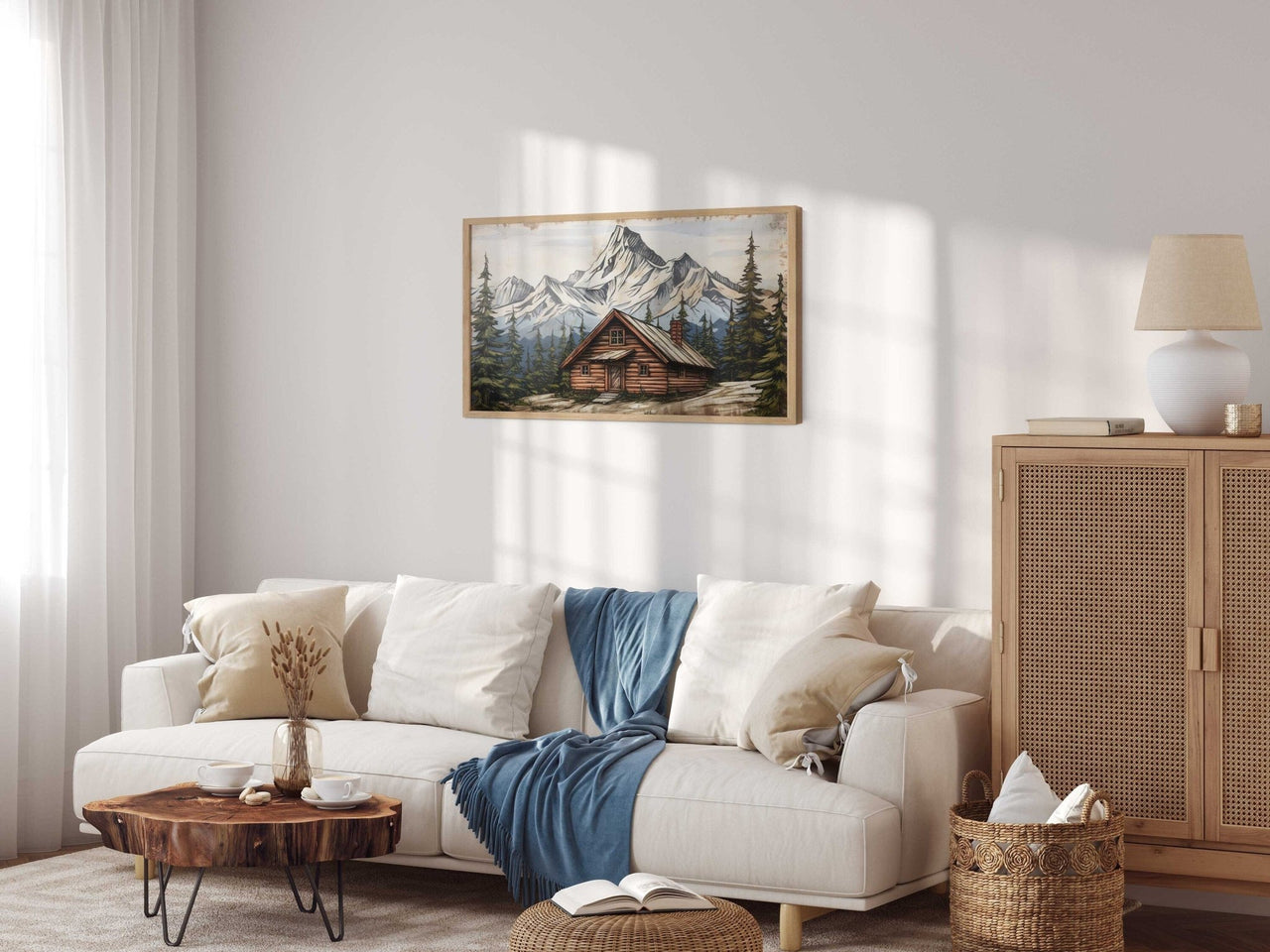Mountain Cabin Wall Art – Nature Living Room Print