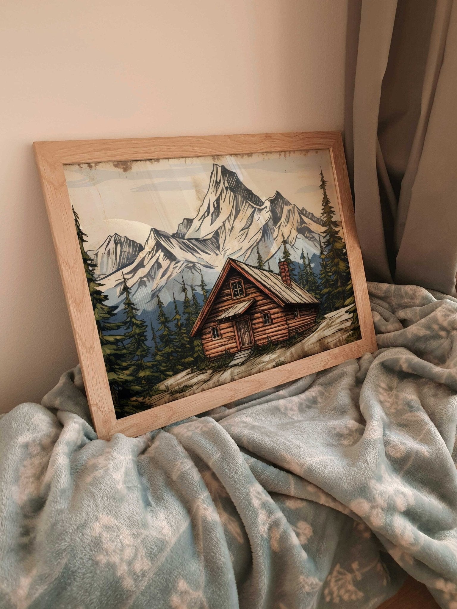 Mountain Cabin Art, Forest and Mountain Landscape Decor, Rustic Nature Gift - WildfieldPrints