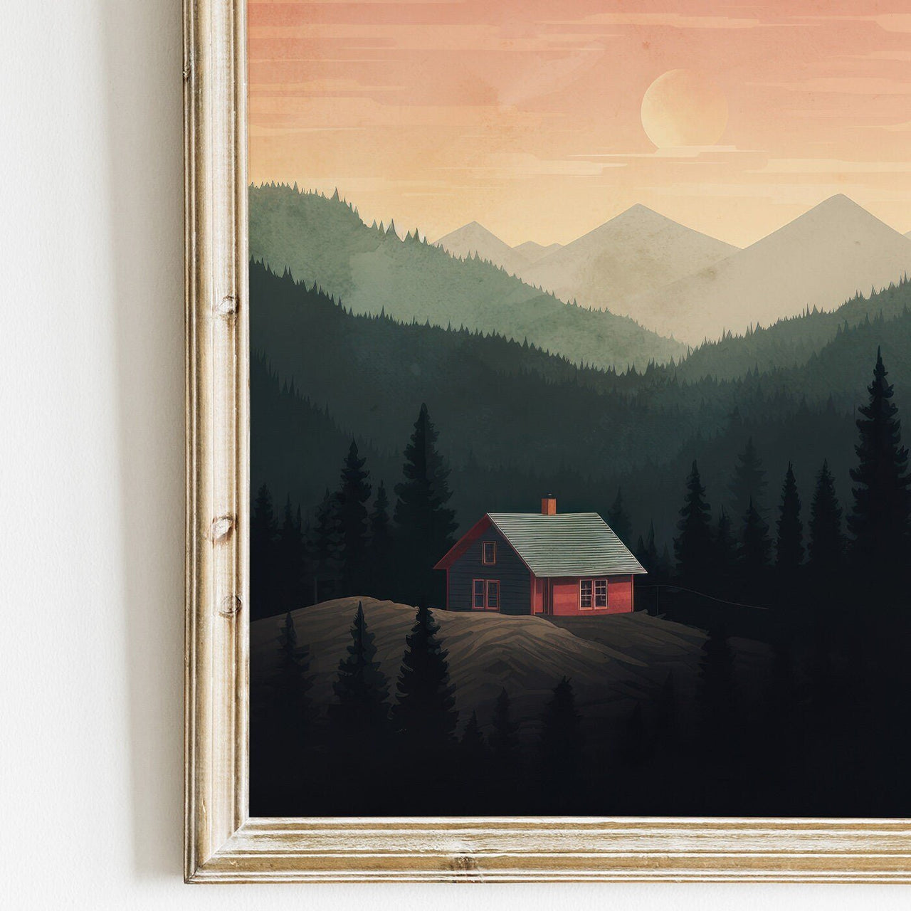 Mountain Cabin Print – Nature Nursery Wall Decor