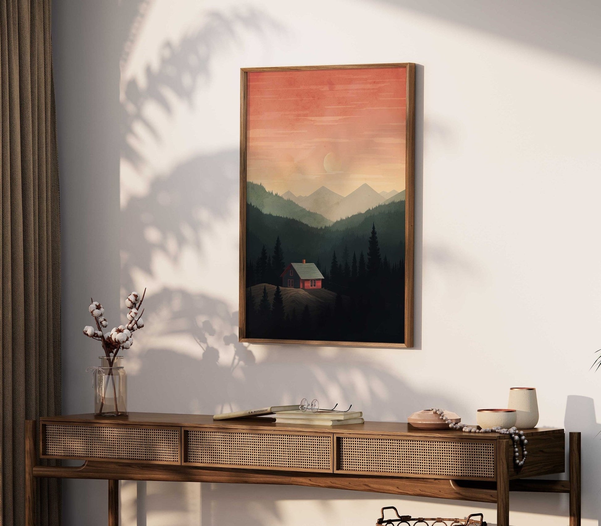 Mountain Cabin Art, Rustic Forest Decor, Nature Landscape Print - WildfieldPrints