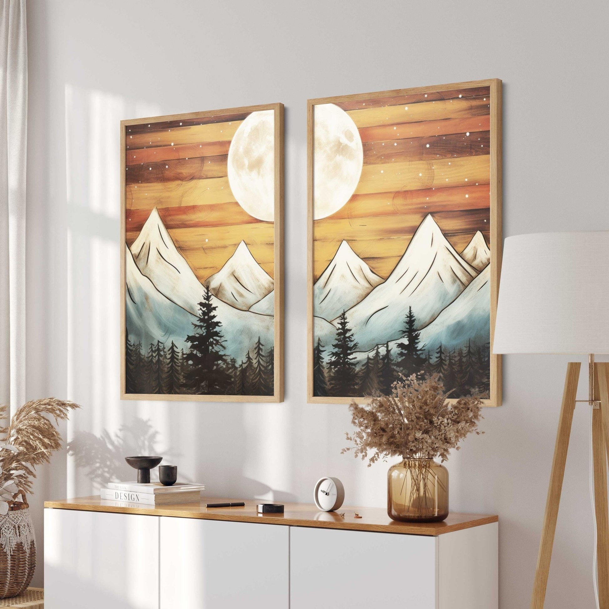 Mountain Landscape Print, Boho Wall Art, Forest & Cabin Decor - WildfieldPrints