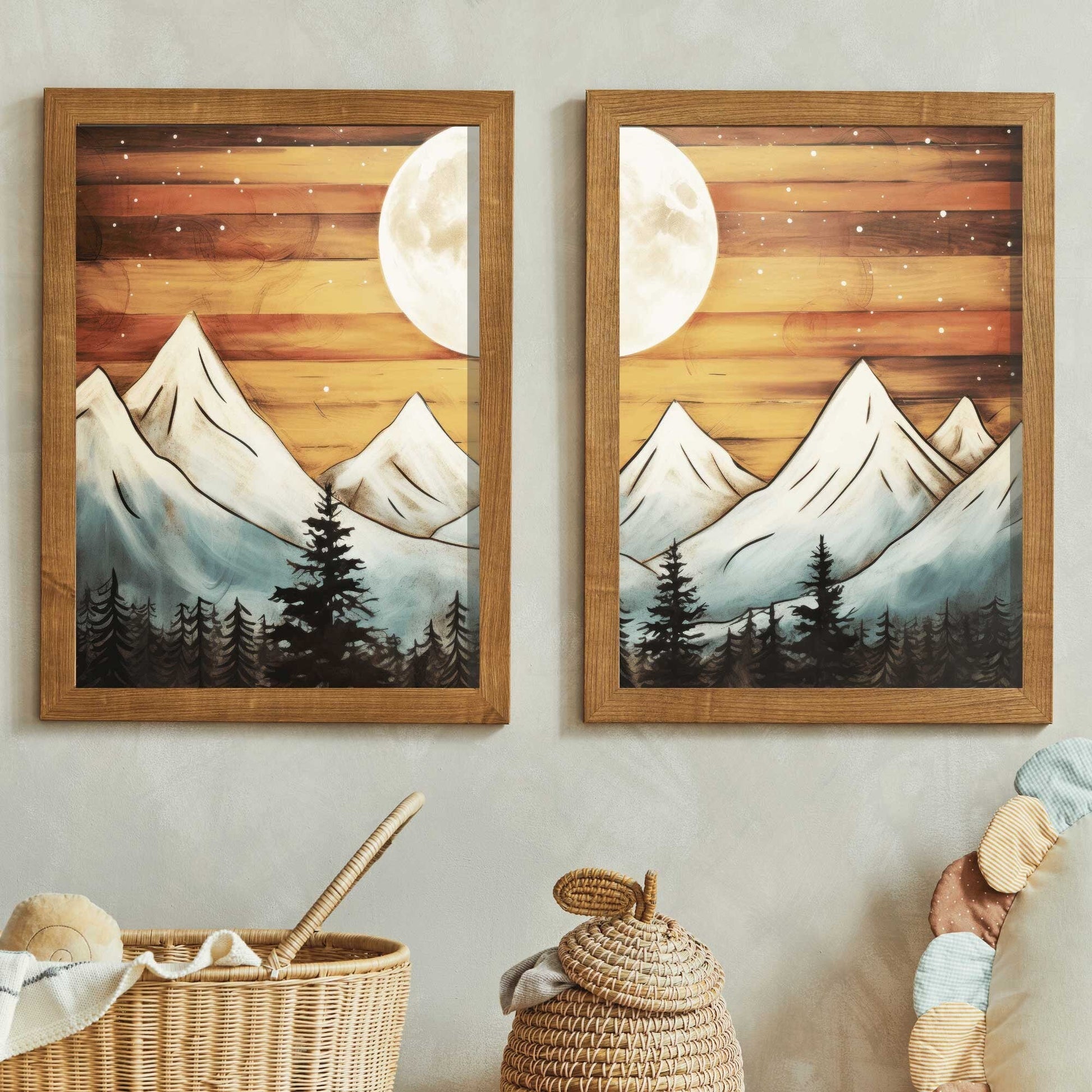 Mountain Landscape Print, Boho Wall Art, Forest & Cabin Decor - WildfieldPrints