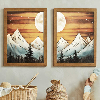 Mountain Landscape Print, Boho Wall Art, Forest & Cabin Decor - WildfieldPrints