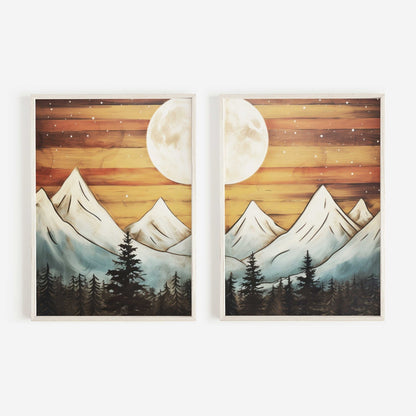 Mountain Landscape Print, Boho Wall Art, Forest & Cabin Decor - WildfieldPrints
