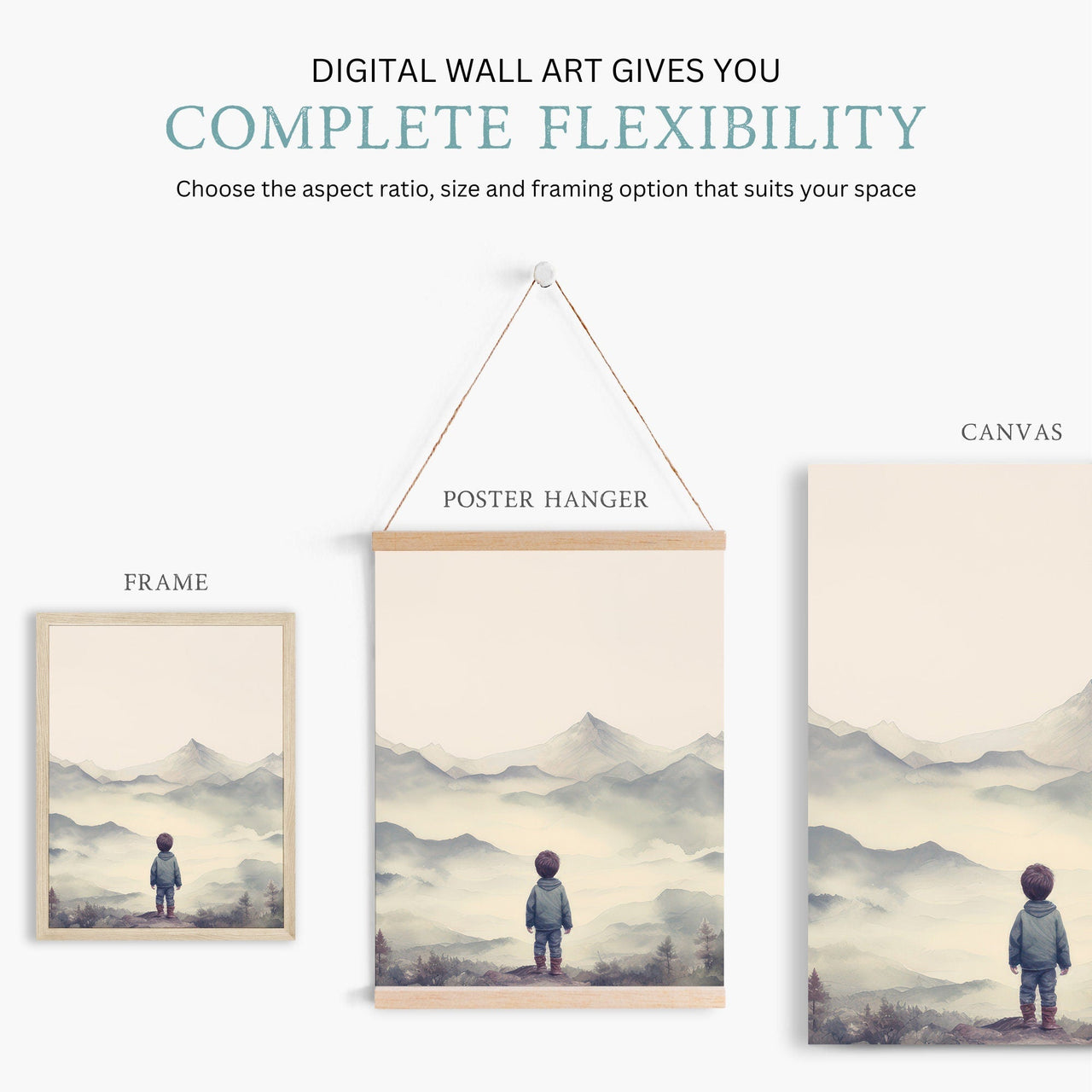 Mountain Wall Art – Nature Boys Room Decor • Set of 3