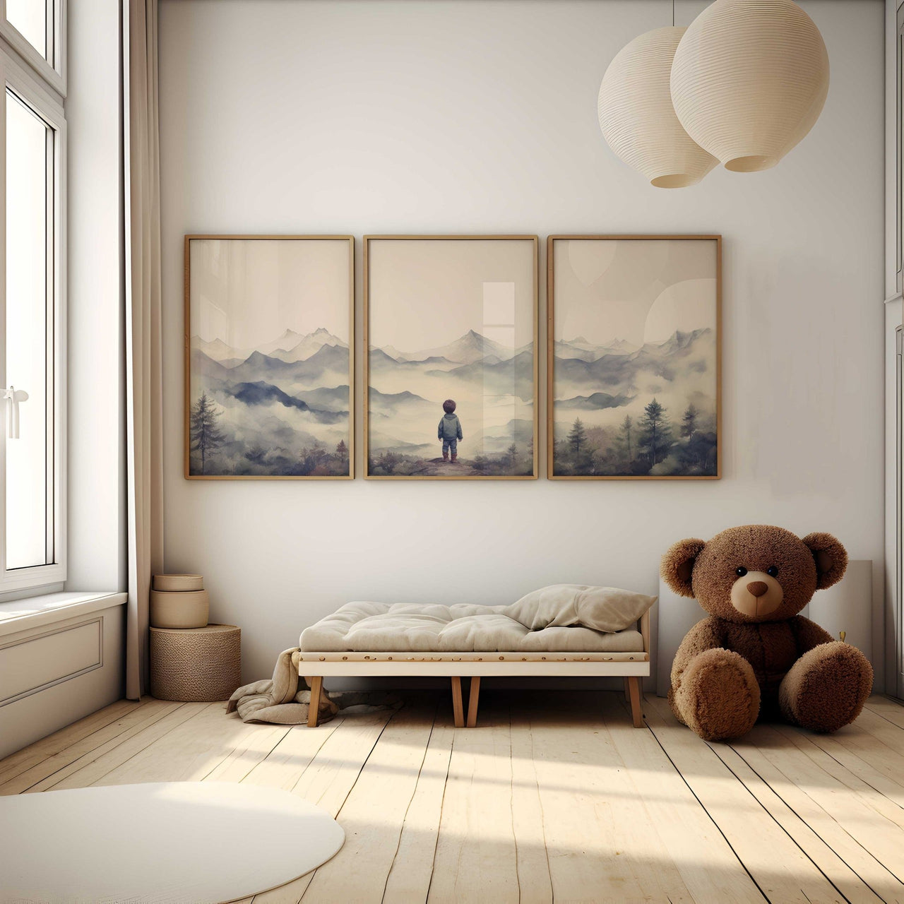 Mountain Wall Art – Nature Boys Room Decor • Set of 3