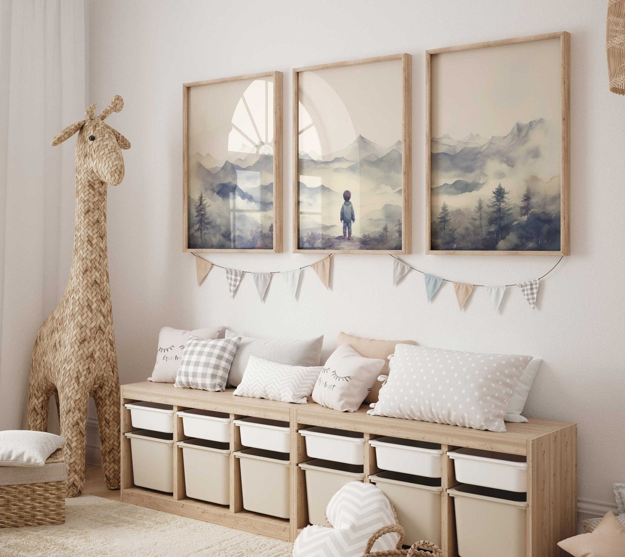 Mountain Wall Art – Nature Boys Room Decor • Set of 3