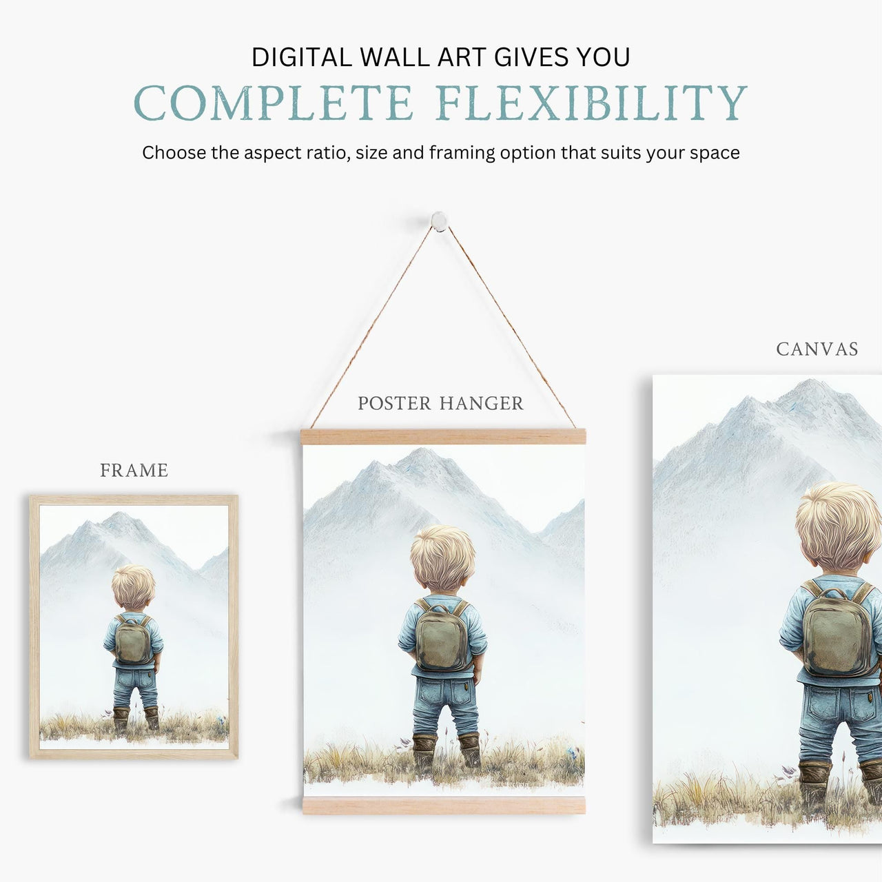 Mountain Wall Art – Nature Boys Room Decor • Set of 3