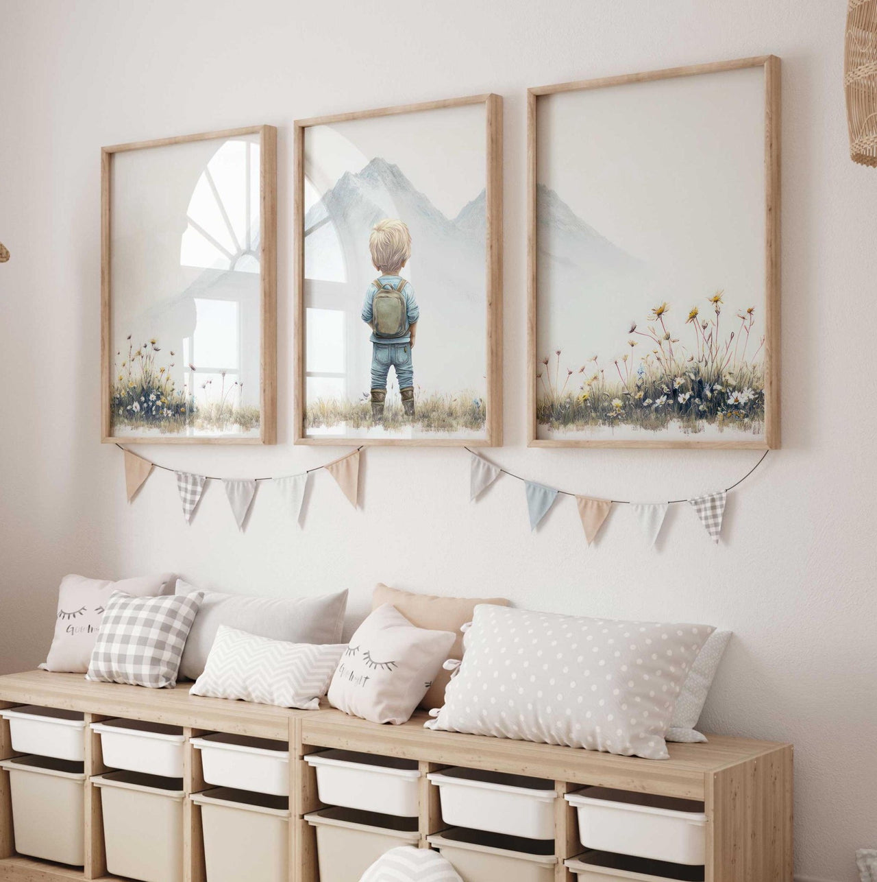 Mountain Wall Art – Nature Boys Room Decor • Set of 3