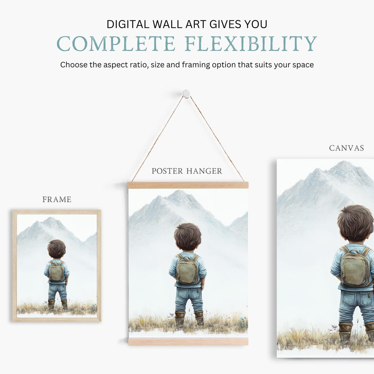 Mountain Wall Art – Nature Boys Room Decor • Set of 3