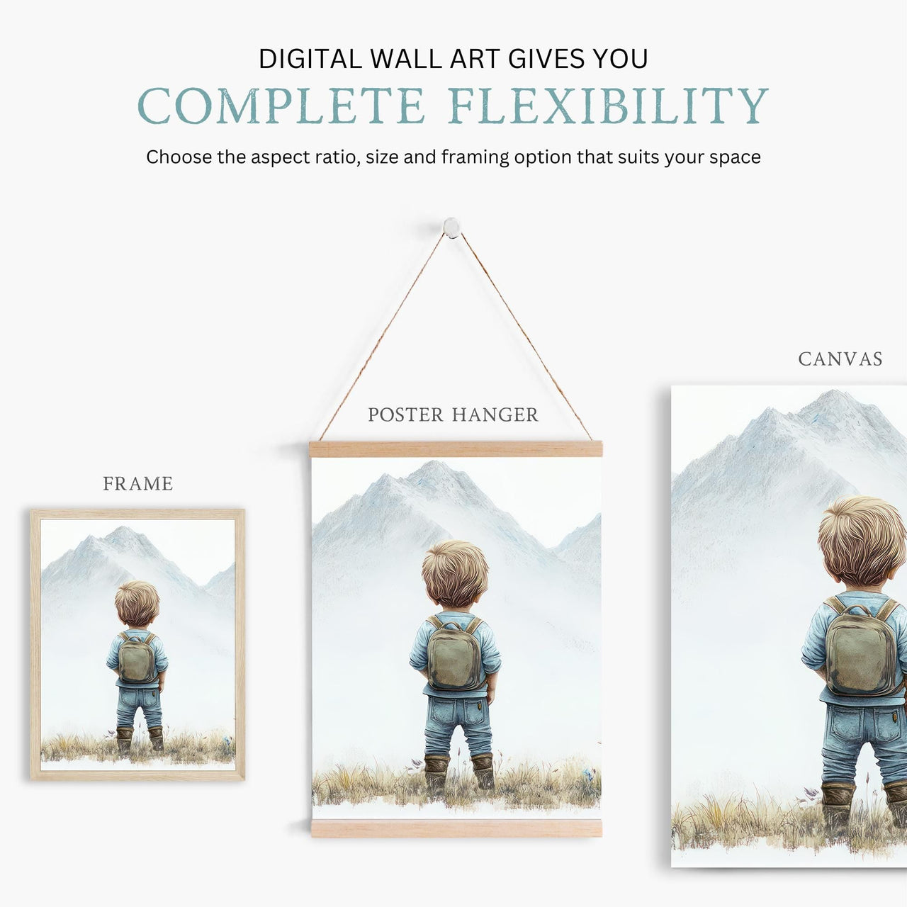 Mountain Wall Decor – Nature Kids Room Print • Set of 3