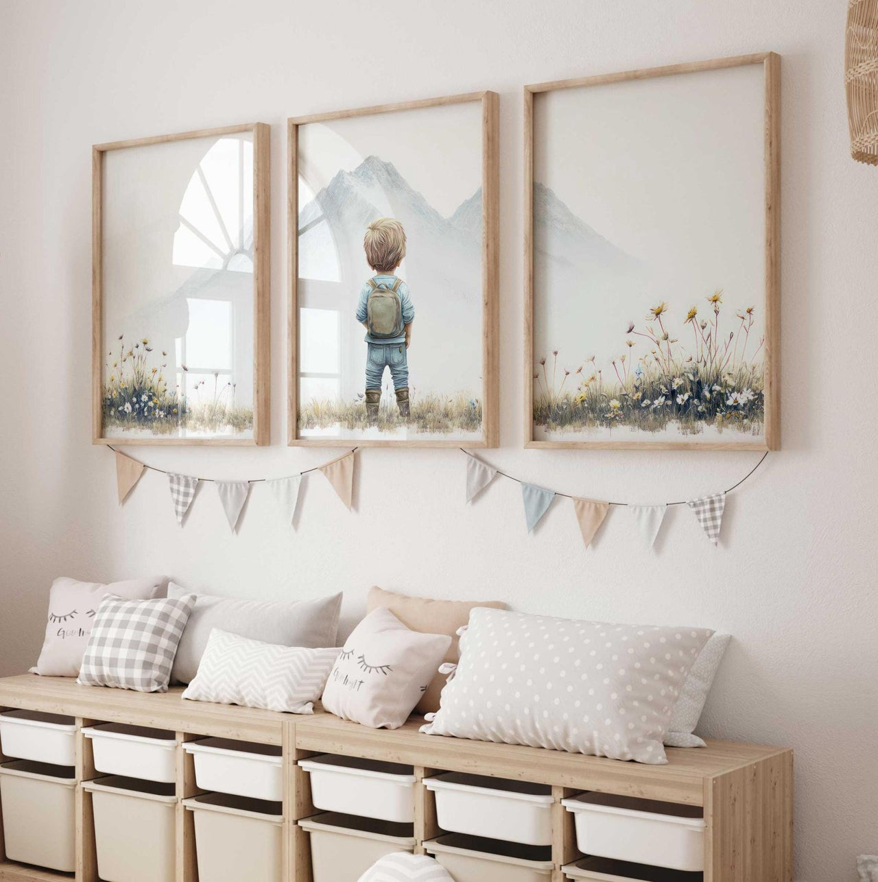 Mountain Wall Decor – Nature Kids Room Print • Set of 3