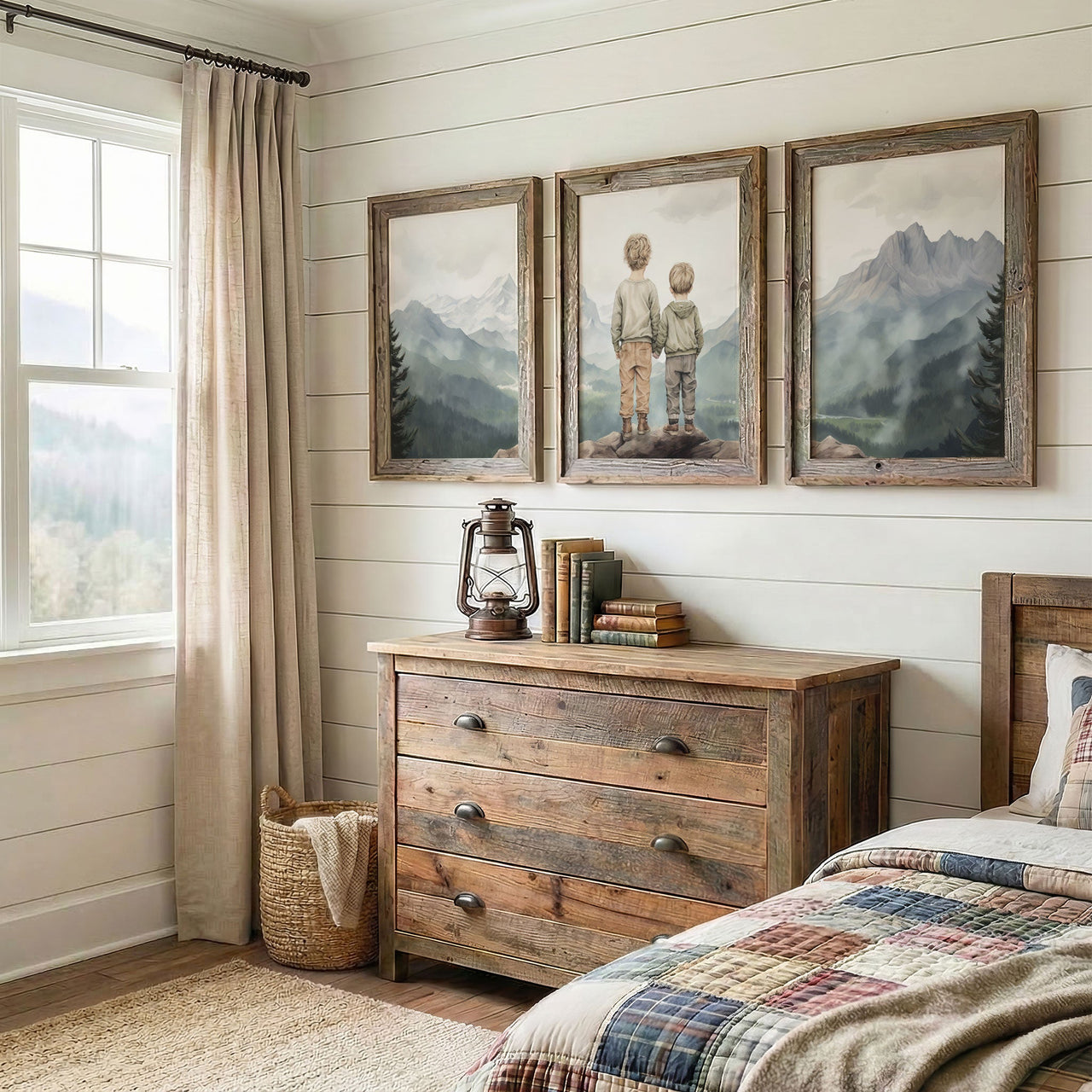 Mountain Triptych Wall Art – Nature Boys Room Decor • Set of 3