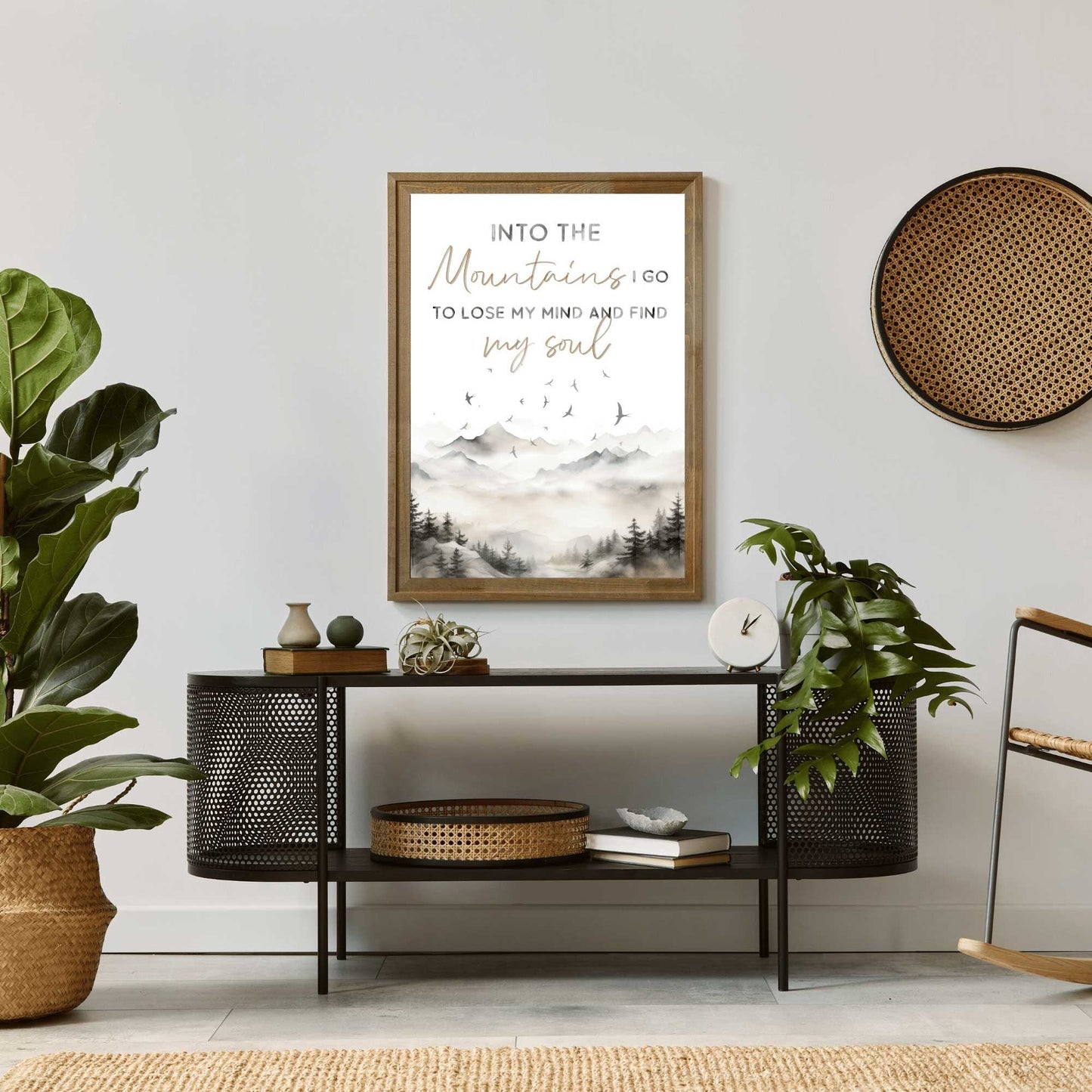 Mountain Wall Art, Adventure & Hiking Quote Decor, Into the Mountains I Go - WildfieldPrints