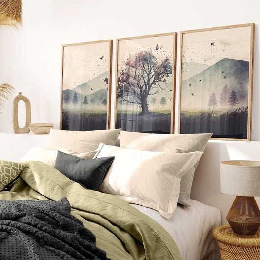 Mountain Wall Art, Oak Tree Print, Landscape Home Decor, Living Room Decor - WildfieldPrints