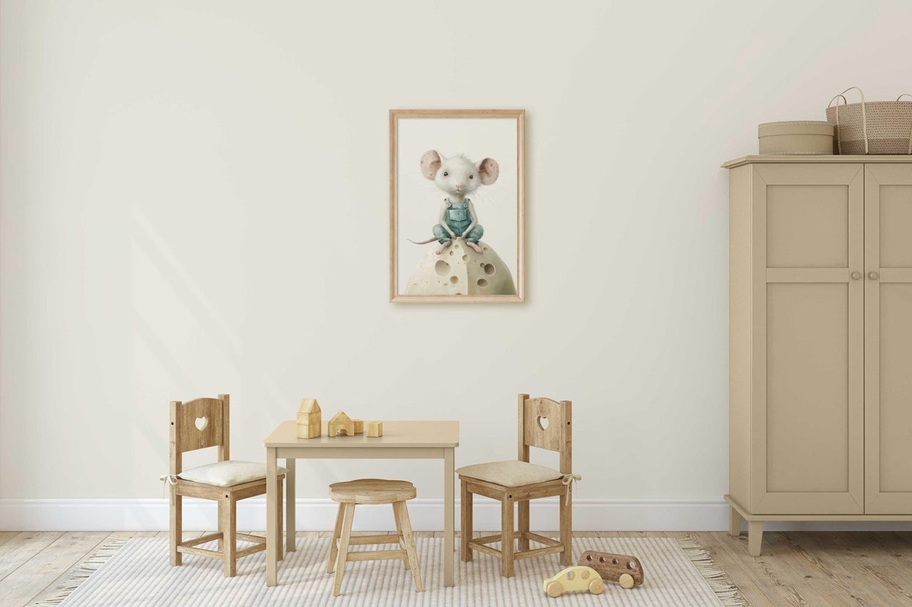 Whimsical Mouse Wall Art – Animal Nursery Print