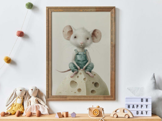 Mouse Nursery Decor, Whimsical Mouse Print, Animal Wall Art - WildfieldPrints