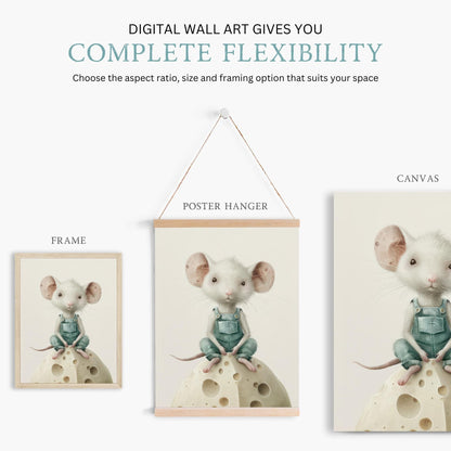 Mouse Nursery Decor, Whimsical Mouse Print, Animal Wall Art - WildfieldPrints