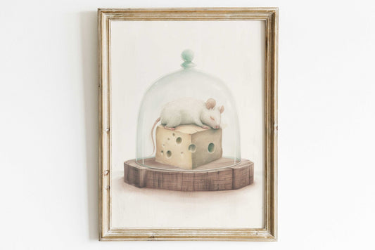 Mouse Nursery Print, Whimsical Animal Wall Decor, Vintage Girls Room - WildfieldPrints